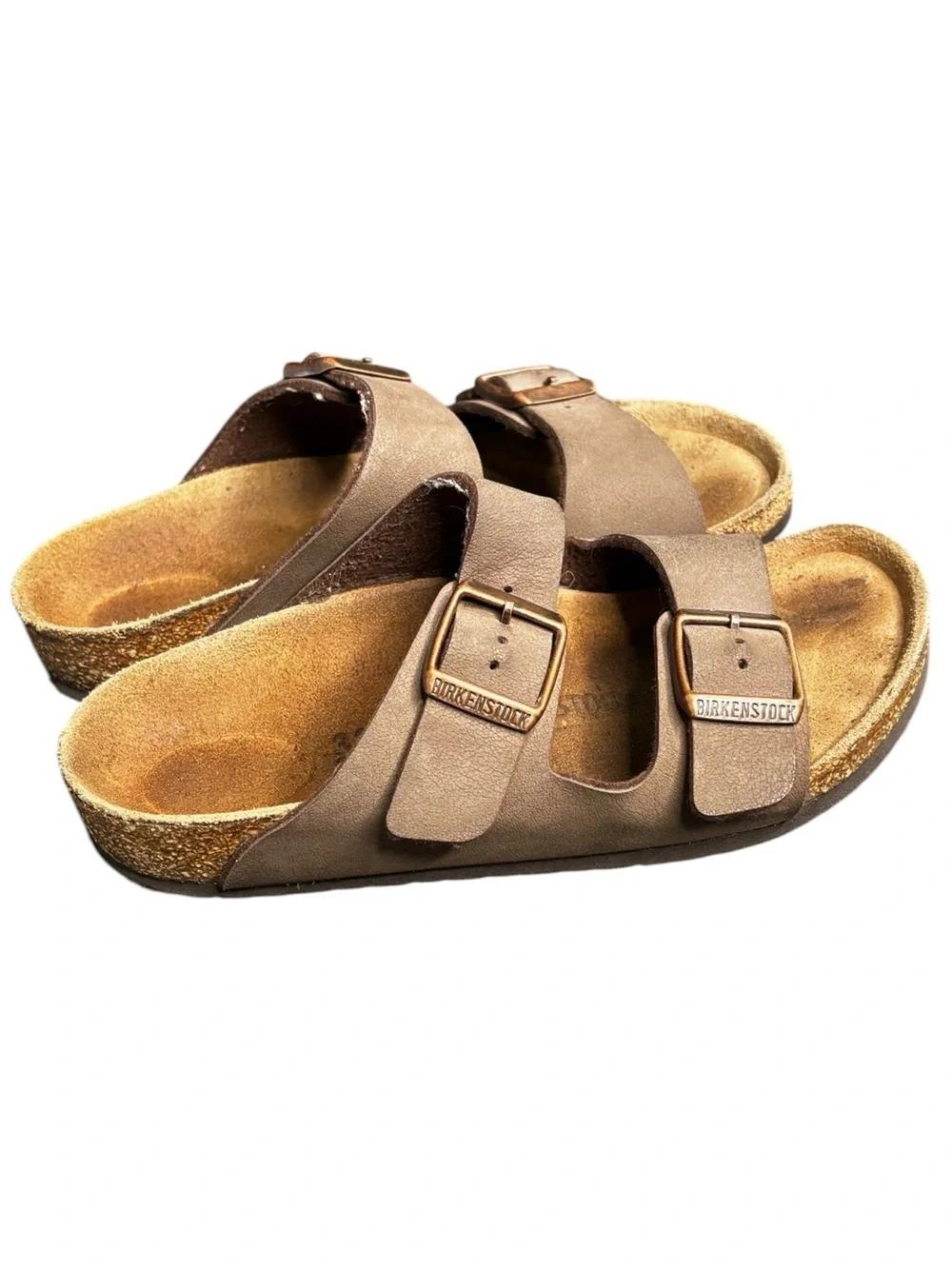 Birkenstock Kids' Arizona Nubuck Slide Sandals Leather Brown Size 31- 13-13.5